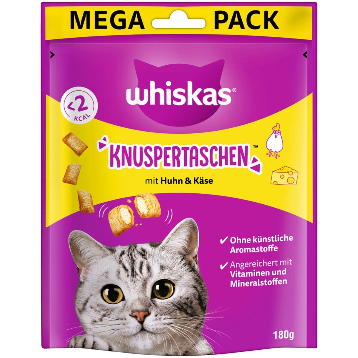 WHISKAS Knuspertaschen mit Huhn und Käse 4x180g