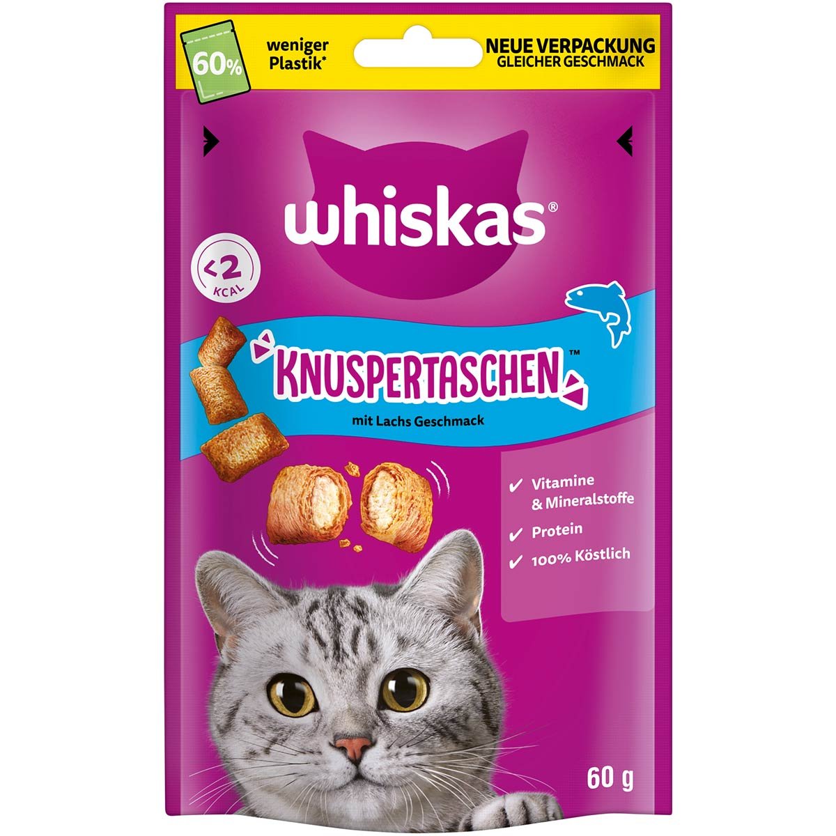 WHISKAS Knuspertaschen Lachs 6x60 g