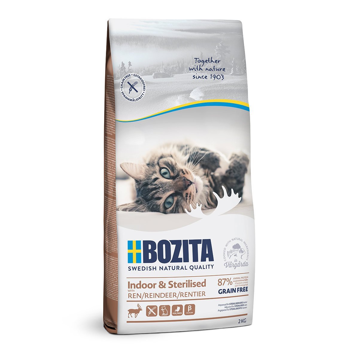Bozita Indoor und Sterilised Grain free mit Rentier 2kg