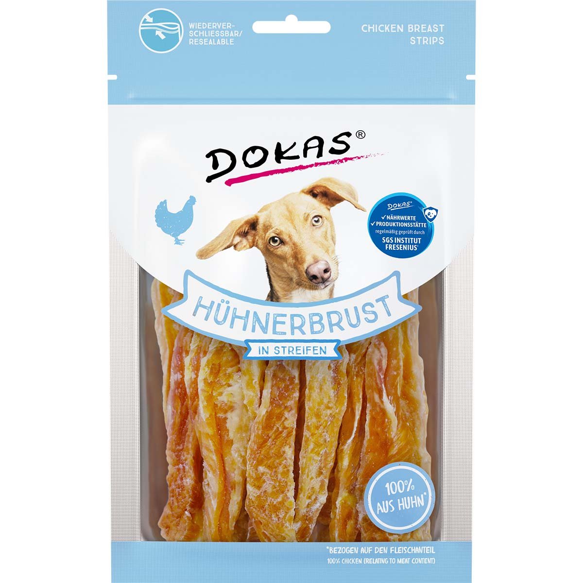 Dokas Hundesnack Hühnerbrust in Streifen 70 g