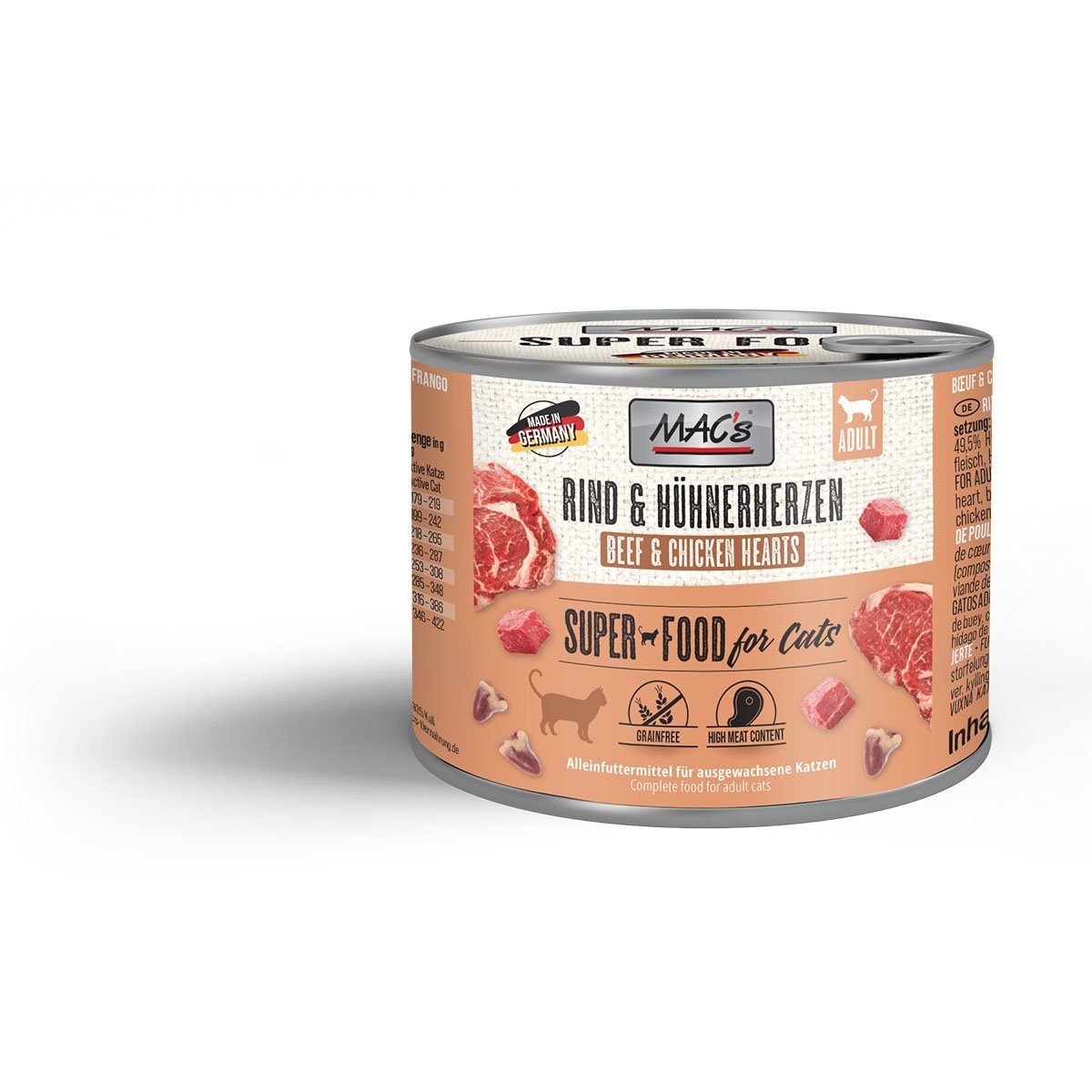 MAC's Cat Fleischmenü Rind und Hühnerherzen 12x200g