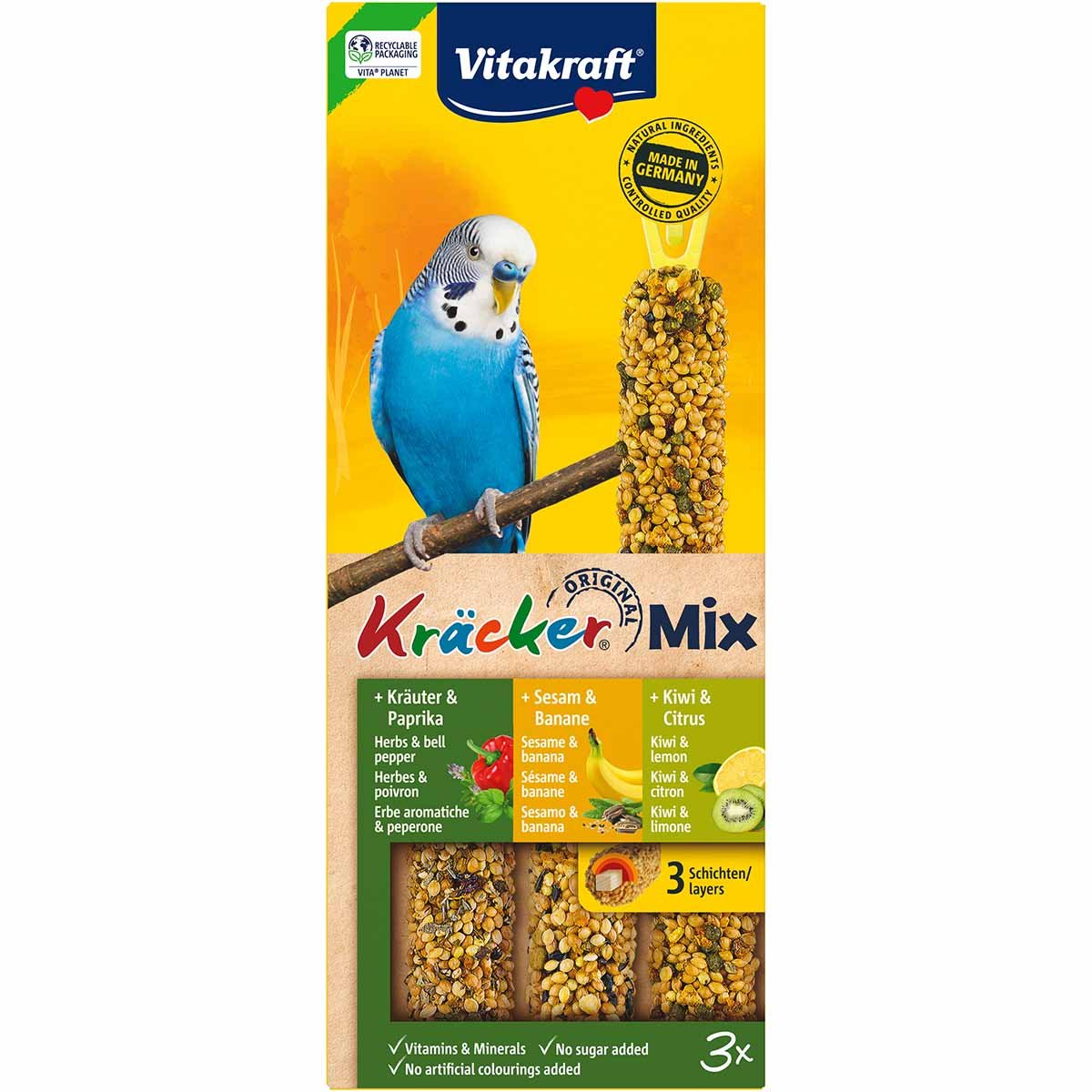 Vitakraft Kräcker Trio Banane Kräuter Kiwi 5x3 Stück