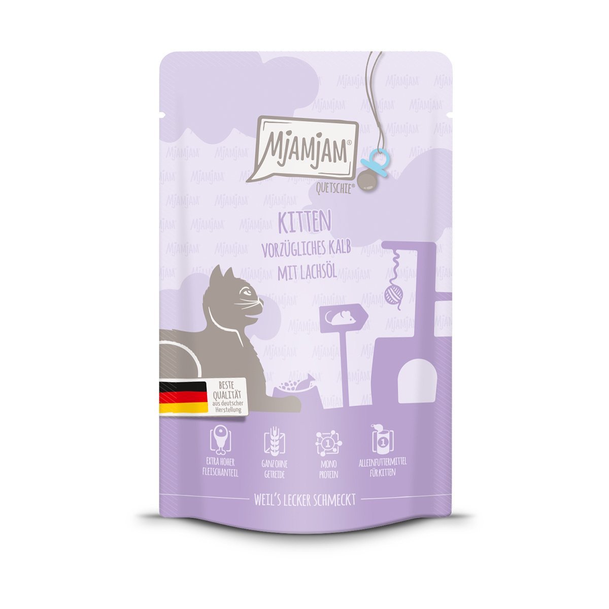 MjAMjAM Quetschie Kitten vorzügliches Kalb mit Lachsöl 48x125g