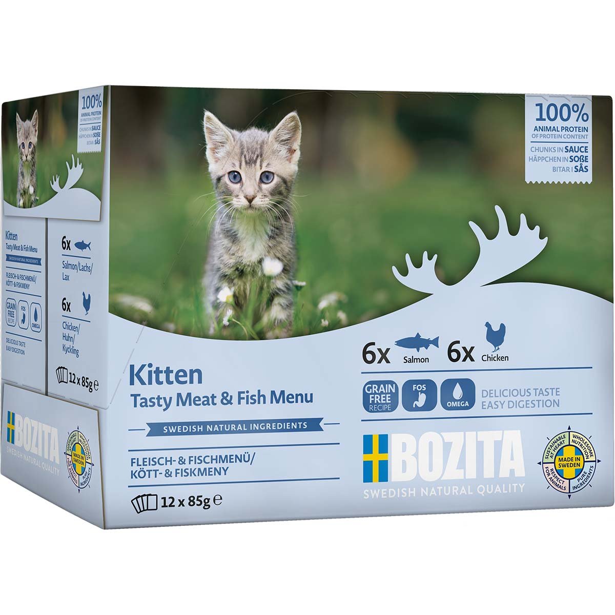 Bozita Pouch HiS Multibox FischundFleisch Kitten 12x85g