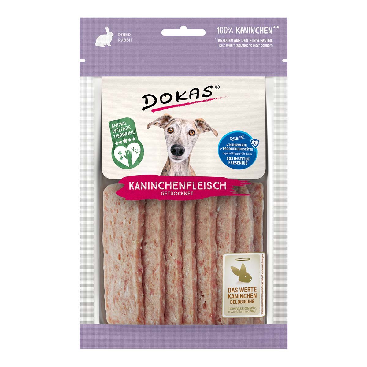 Dokas Hundesnack Kaninchenfleisch getrocknet 8x70g