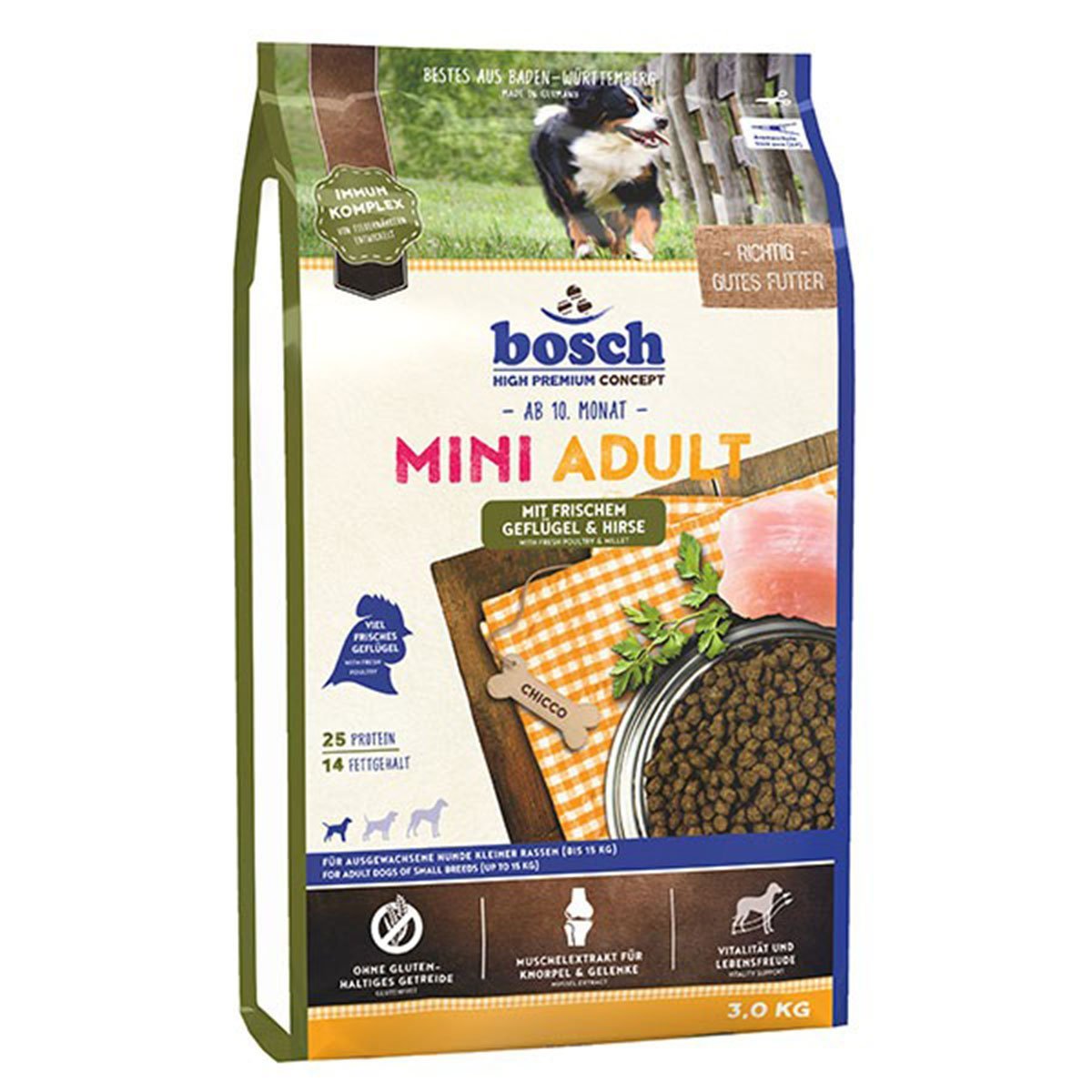 Bosch Hundefutter Mini Adult Geflügel und Hirse 3kg
