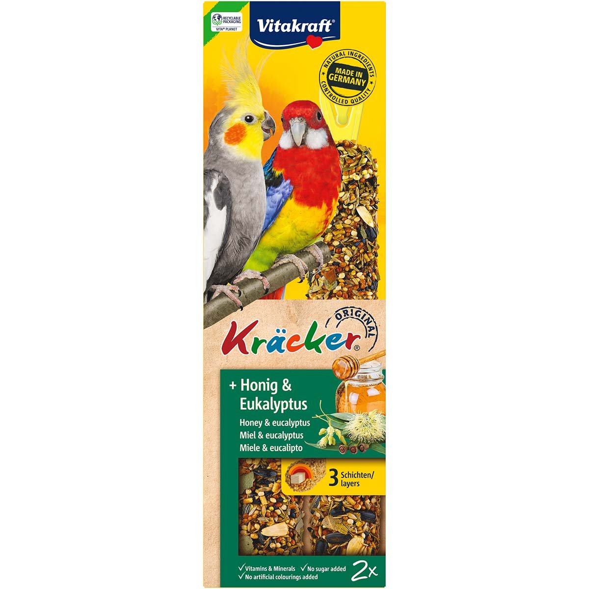 Vitakraft Kräcker Honig-Eukalyptus für Großsittiche 4x2 Stück