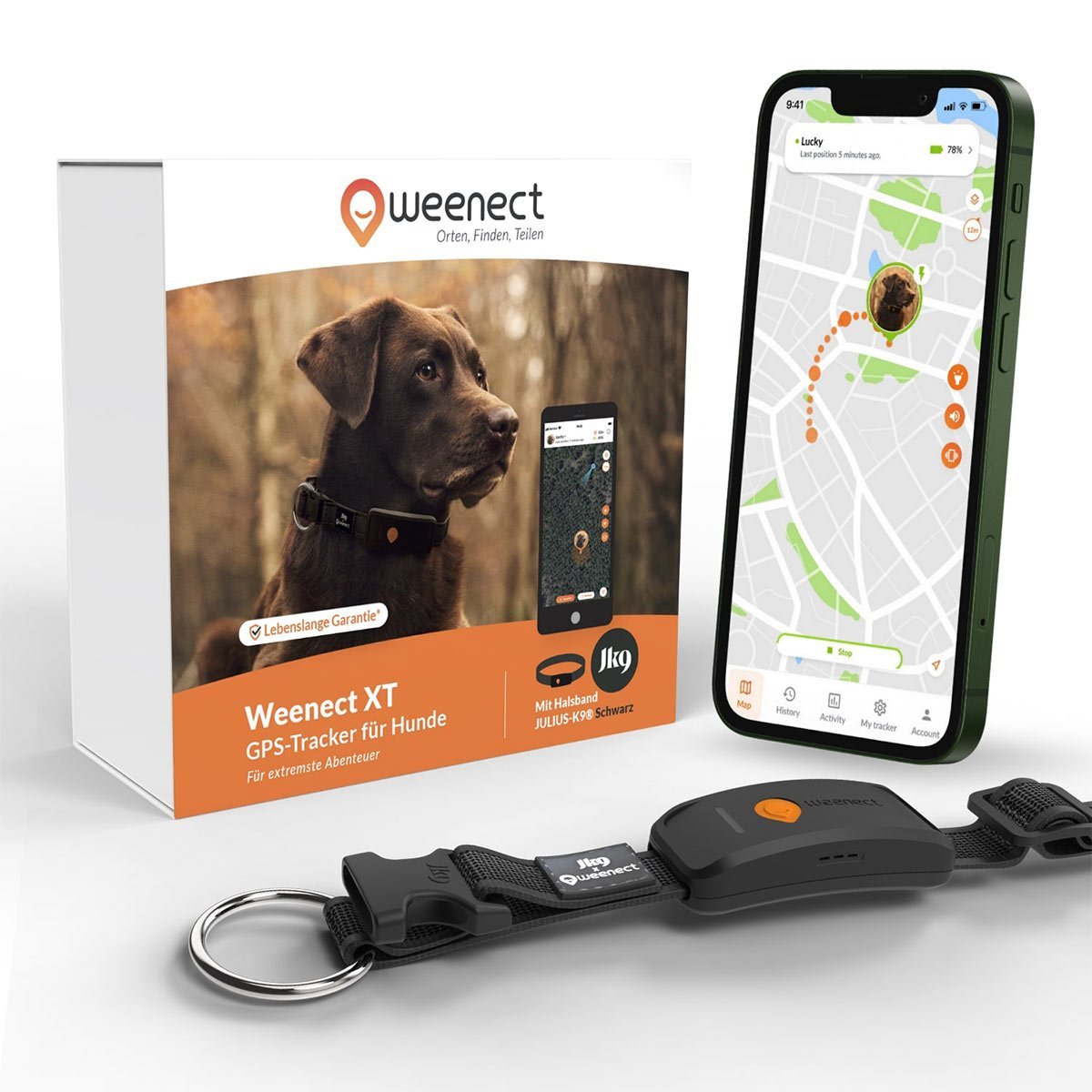 Weenect XT GPS Tracker für Hunde ab 6 kg schwarz