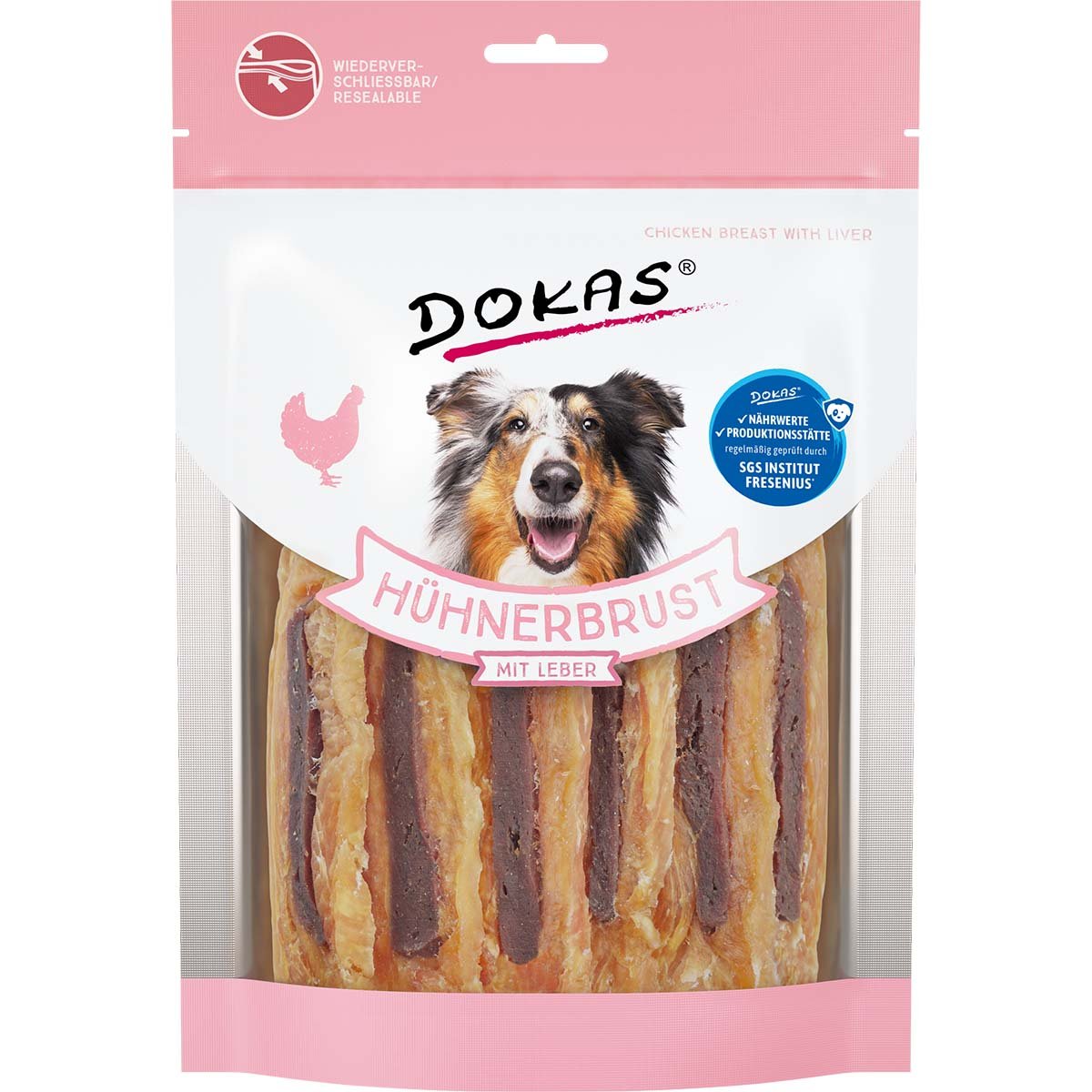 Dokas Hundesnack Hühnerbrust mit Leber 8x220g