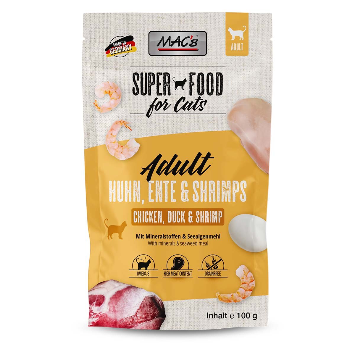 MAC's Cat Pouchpack Huhn, Ente und Shrimps 12x100g