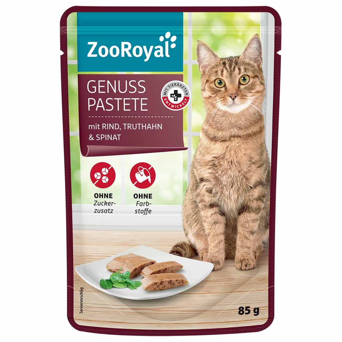 ZooRoyal Genuss Pastete mit Rind, Truthahn und Spinat 24x85g