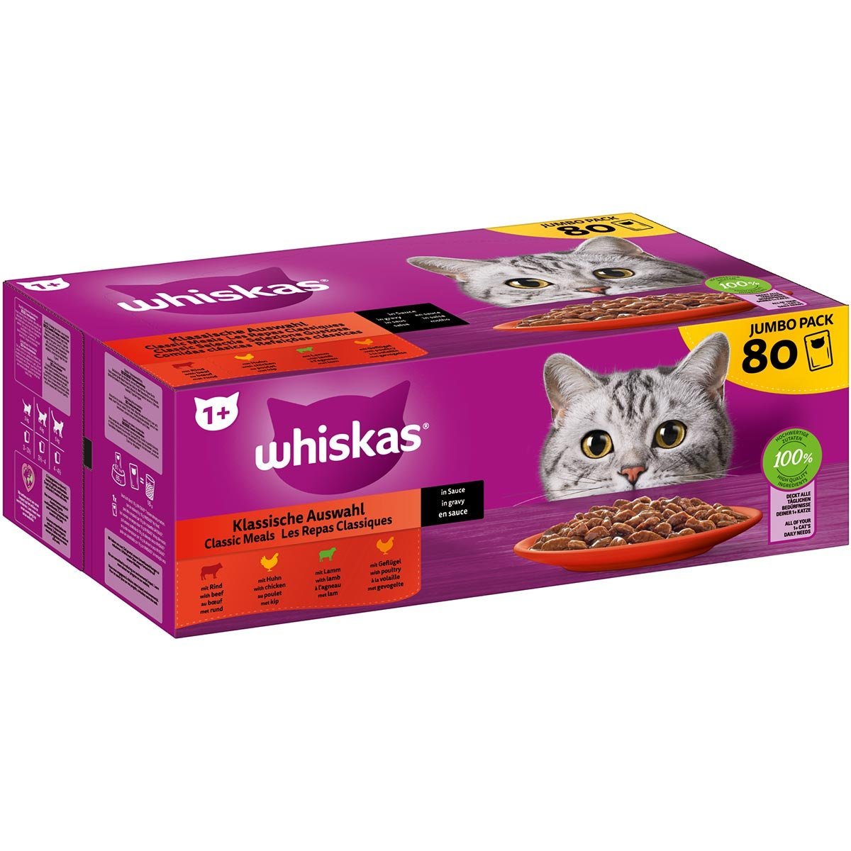 WHISKAS Pouch Multipack 1+ Auswahl in Sauce 80x85g