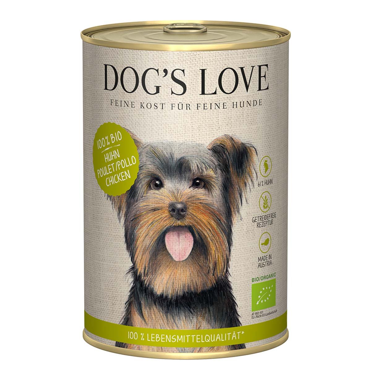 Dog's Love Bio Huhn mit Buchweizen, Sellerie und Basilikum 12x400g