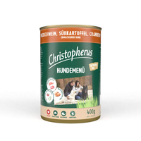 Christopherus Hundemenü mit Wildschwein, Süßkartoffel und Cranberry