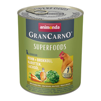 animonda GranCarno superfoods Junior Huhn + Brokkoli, Karotte, Lachsöl
