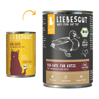 Liebesgut Biokost Adult Katze mit Ente, Mangold und Reis