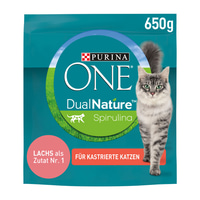 PURINA ONE Dual Nature kastrierte Katze Lachs, Spirulina 650g
