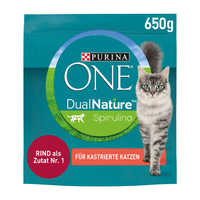 PURINA ONE Dual Nature kastrierte Katze Rind, Spirulina 650g