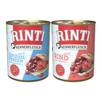 Rinti Kennerfleisch Mixpaket mit Rind und Geflügelherzen 24x800g