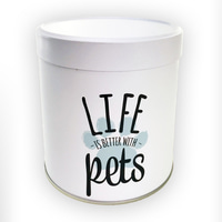 Runde Blechdose "Life is better with pets"