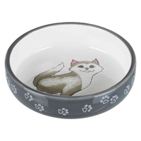 Trixie keramická miska pro kočky plemen s krátkým čumákem šedá/bílá 0,3 l