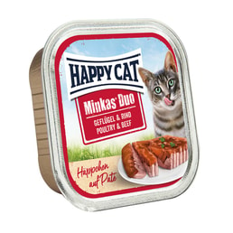 Happy Cat Paté auf Häppchen Geflügel &amp; Rind 12x100g