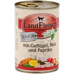 Landfleisch Dog Hundefutter Senior Geflügel, Reis und Paprika