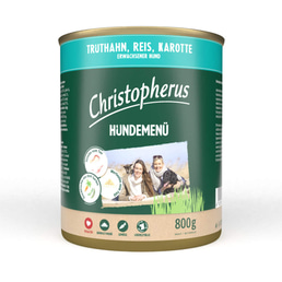 Christopherus Hundemenü mit Truthahn, Reis und Karotte