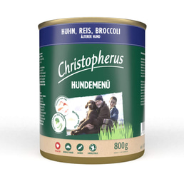 Christopherus Hundemenü Senior mit Huhn, Reis und Broccoli