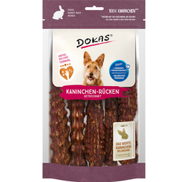 Dokas Hundesnack Kaninchenrücken getrocknet