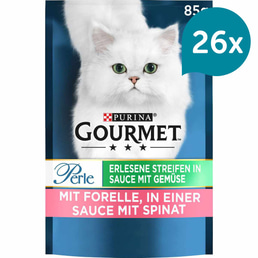 GOURMET Perle Erlesene Streifen in Sauce mit Forelle und Spinat