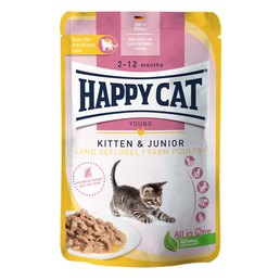 Happy Cat Kitten &amp; Junior Land Geflügel Pouch 20x85g