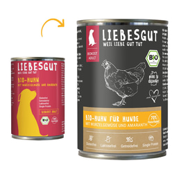 Liebesgut Biokost Adult Hund mit Huhn, Schwarzwurzel und Amaranth