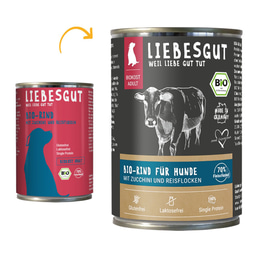 Liebesgut Biokost Adult Hund mit Rind, Zucchini und Reis