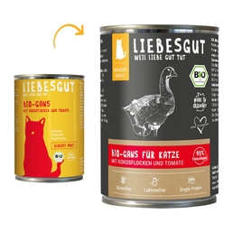 Liebesgut Biokost Adult Katze mit Gans, Kokos und Tomate