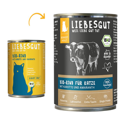 Liebesgut Biokost Adult Katze mit Rind, Karotte und Amaranth