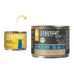 Liebesgut Biokost Adult Katze mit Rind, Karotten und Amaranth