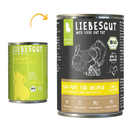 Liebesgut Biokost Junior Hund mit Pute, Mangold und Kartoffeln