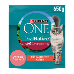 PURINA ONE Dual Nature kastrierte Katze Lachs, Cranberry 650g