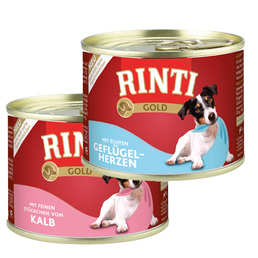 Rinti Gold Mix aus Geflügelherzen &amp; Kalbstückchen 24x185g
