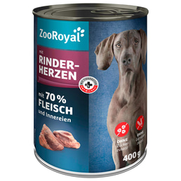 ZooRoyal Hunde-Nassfutter mit Rinderherzen