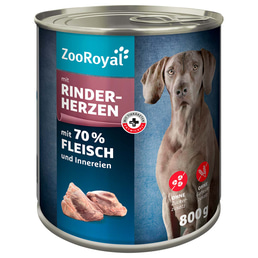 ZooRoyal Hunde-Nassfutter mit Rinderherzen