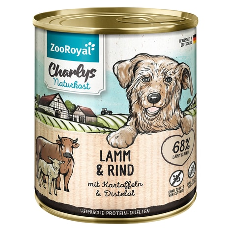 ZooRoyal Charlys Naturkost Lamm & Rind mit Kartoffeln & Distelöl