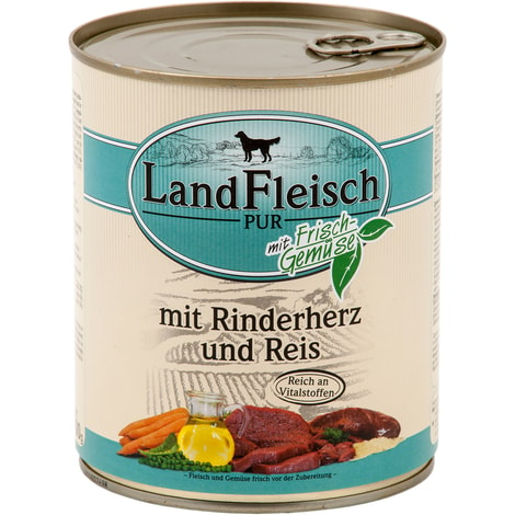 Landfleisch Hunde-Nassfutter Dog Pur Rinderherz & Reis