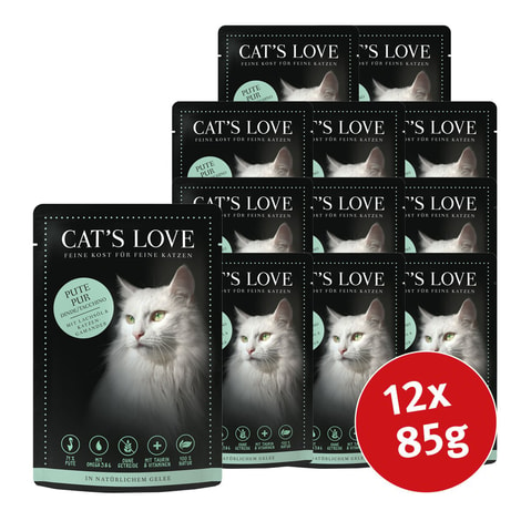 Cat's Love Nassfutter Pute Pur mit Lachsöl & Katzengamander