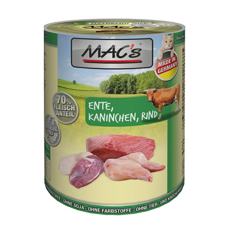 MAC's Cat Nassfutter Fleischmenü Ente, Kaninchen & Rind