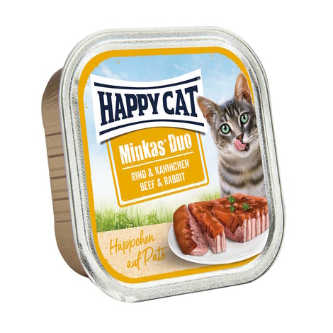 Happy Cat Paté auf Häppchen Rind & Kaninchen 12x100g