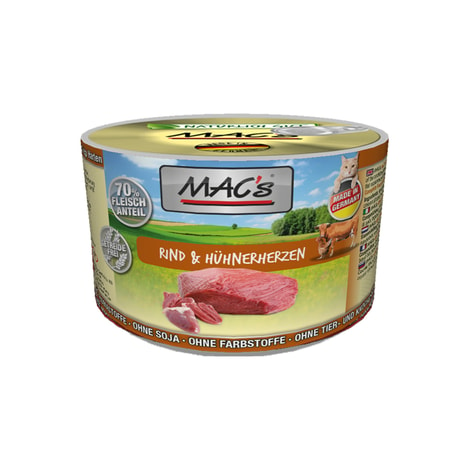 MAC's Cat Fleischmenü Rind und Hühnerherzen