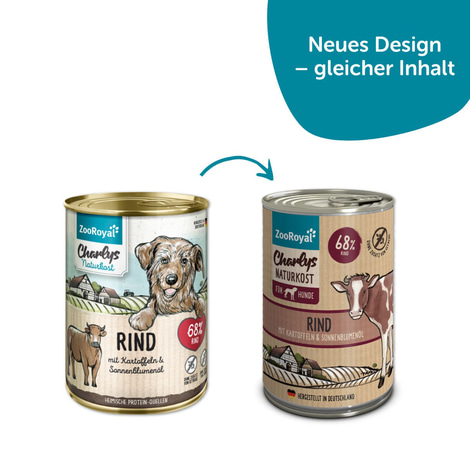 ZooRoyal Charlys Naturkost Rind mit Kartoffel & Sonnenblumenöl