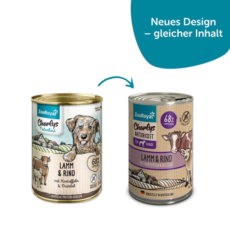 ZooRoyal Charlys Naturkost Lamm & Rind mit Kartoffeln & Distelöl